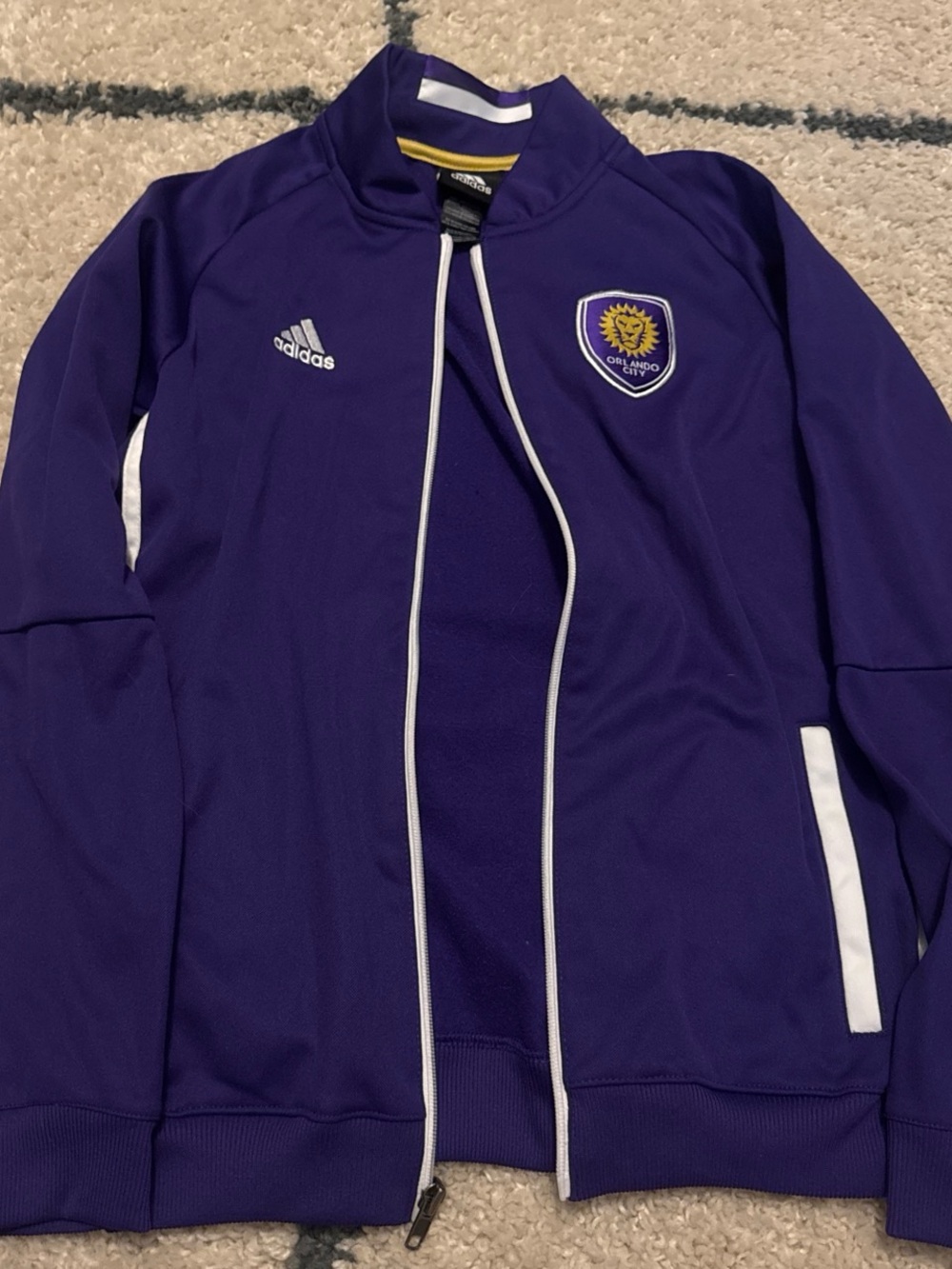 adidas Purple Kids' Orlando City Track Jacket with White Trim